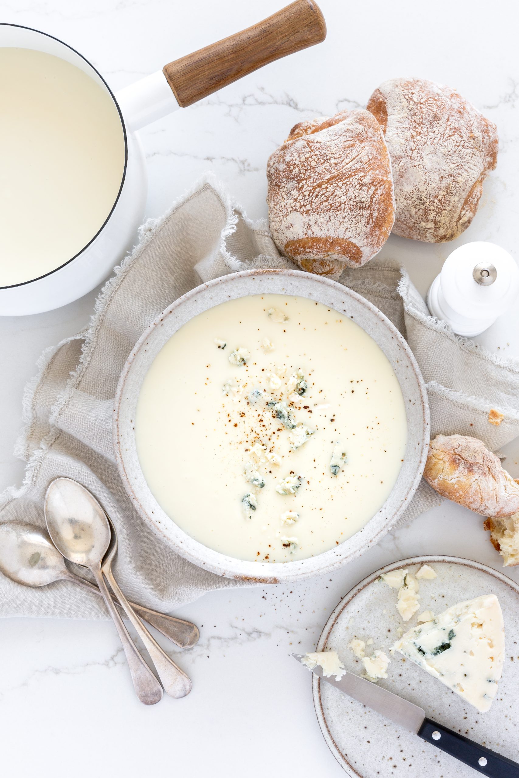 Celeriac Soup with Roquefort & Crusty Bread